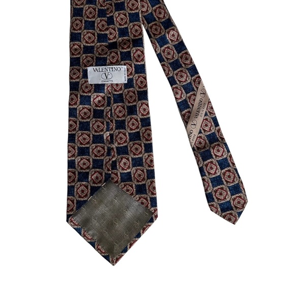 Men's Vintage Valentino Cravatte Geometric Blue Tie